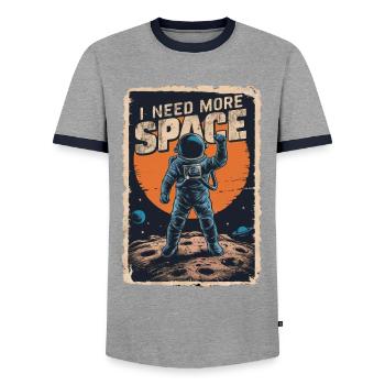 I Need More Space Adventure - Men's Ringer Shirt - grey/navy  - Front - AI Model Female 172 light (172cm) & AI Model Male 178 light (178cm)