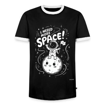 I Need More Space Astronaut on Moon - Men's Ringer Shirt - black/white - Front - AI Model Female 172 light (172cm) & AI Model Male 178 light (178cm)