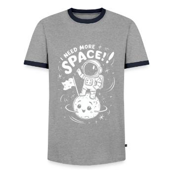 Need More Space Funny Astronaut - Men's Ringer Shirt - grey/navy  - Front - AI Model Female 172 light (172cm) & AI Model Male 178 light (178cm)