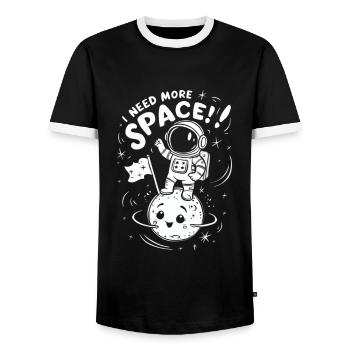 Need More Space Funny Astronaut - Men's Ringer Shirt - black/white - Front - AI Model Female 172 light (172cm) & AI Model Male 178 light (178cm)