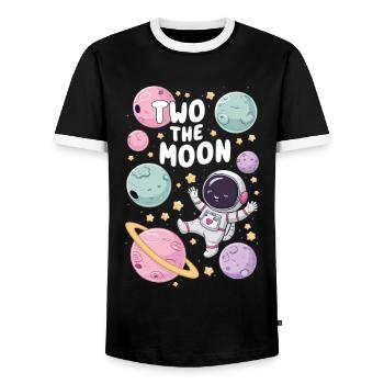 Au deuxième astronaute lunaire 2e anniversaire - T-shirt contrasté Homme - noir/blanc - Devant - AI Model Female 172 light (172cm) & AI Model Male 178 light (178cm)