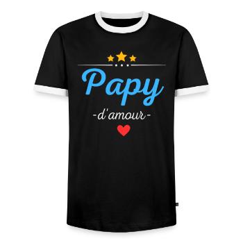 Papy d'amour cadeau personnalisé Grand-père - T-shirt contrasté Homme - noir/blanc - Devant - AI Model Female 172 light (172cm) & AI Model Male 178 light (178cm)