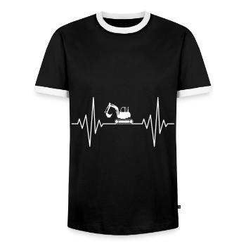 my heart sleeps for excavator design - Men's Ringer Shirt - black/white - Front - AI Model Female 172 light (172cm) & AI Model Male 178 light (178cm)