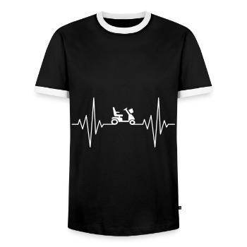 Mon cœur dort pour la conception de scooters de mobilité - T-shirt contrasté Homme - noir/blanc - Devant - AI Model Female 172 light (172cm) & AI Model Male 178 light (178cm)