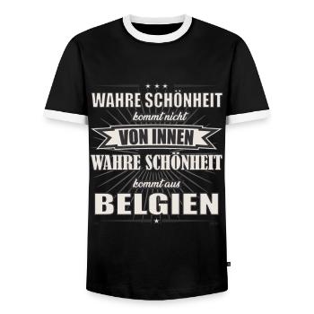 Wahre Schönheit kommt aus Belgien Design - Männer Kontrast-T-Shirt - Schwarz/Weiß - Vorne - AI Model Female 172 light (172cm) & AI Model Male 178 light (178cm)