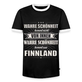 Wahre Schönheit kommt aus Finnland Design - Männer Kontrast-T-Shirt - Schwarz/Weiß - Vorne - AI Model Female 172 light (172cm) & AI Model Male 178 light (178cm)