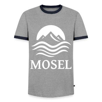 design de rivière Moselle cool pour le fan de rivière - T-shirt contrasté Homme - gris/marine  - Devant - AI Model Female 172 light (172cm) & AI Model Male 178 light (178cm)