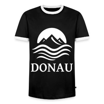 cool Danube River design for the river fan - Men's Ringer Shirt - black/white - Front - AI Model Female 172 light (172cm) & AI Model Male 178 light (178cm)