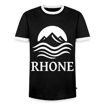 Cool Rhone River Design for the Rivers Fan - Men's Ringer Shirt - black/white - Front - AI Model Female 172 light (172cm) & AI Model Male 178 light (178cm)