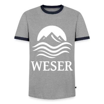 cool Weser river design for the river fan - Men's Ringer Shirt - grey/navy  - Front - AI Model Female 172 light (172cm) & AI Model Male 178 light (178cm)