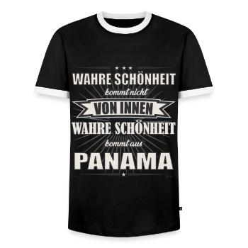 Wahre Schönheit kommt aus Panama Design - Männer Kontrast-T-Shirt - Schwarz/Weiß - Vorne - AI Model Female 172 light (172cm) & AI Model Male 178 light (178cm)