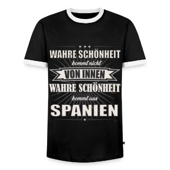 Wahre Schönheit kommt aus Spanien Design - Männer Kontrast-T-Shirt - Schwarz/Weiß - Vorne - AI Model Female 172 light (172cm) & AI Model Male 178 light (178cm)