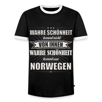 Wahre Schönheit kommt aus Norwegen, Design - Männer Kontrast-T-Shirt - Schwarz/Weiß - Vorne - AI Model Female 172 light (172cm) & AI Model Male 178 light (178cm)
