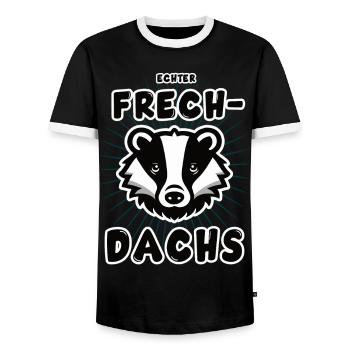 lustiges echter Frechdachs Design - Männer Kontrast-T-Shirt - Schwarz/Weiß - Vorne - AI Model Female 172 light (172cm) & AI Model Male 178 light (178cm)
