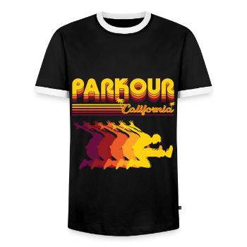 Cool retro parkour design for the freerunner - Men's Ringer Shirt - black/white - Front - AI Model Female 172 light (172cm) & AI Model Male 178 light (178cm)