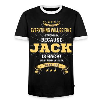 Everything will be fine Jack Is back - Men's Ringer Shirt - black/white - Front - AI Model Female 172 light (172cm) & AI Model Male 178 light (178cm)