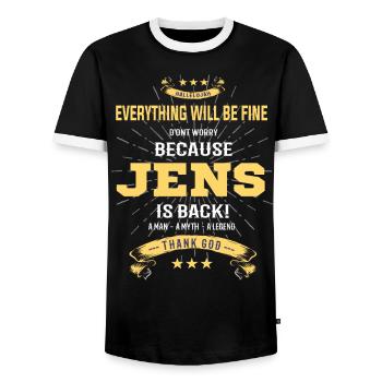 Everything will be fine Jens Is back - Men's Ringer Shirt - black/white - Front - AI Model Female 172 light (172cm) & AI Model Male 178 light (178cm)