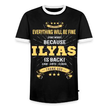 Everything will be fine Ilyas Is back - Men's Ringer Shirt - black/white - Front - AI Model Female 172 light (172cm) & AI Model Male 178 light (178cm)