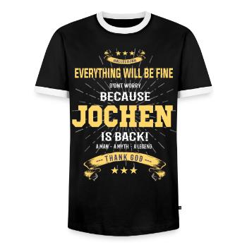 Everything will be fine Jochen Is back - Men's Ringer Shirt - black/white - Front - AI Model Female 172 light (172cm) & AI Model Male 178 light (178cm)