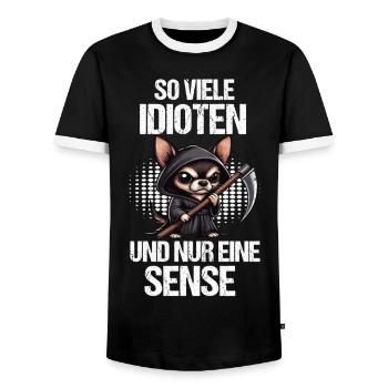 So Viele Idioten Chihuahua Chihuahuabesitzer Chis - Männer Kontrast-T-Shirt - Schwarz/Weiß - Vorne - AI Model Female 172 light (172cm) & AI Model Male 178 light (178cm)