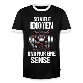 So Viele Idioten Esel Eselchen Eselhalter Muli - Männer Kontrast-T-Shirt - Schwarz/Weiß - Vorne - AI Model Female 172 light (172cm) & AI Model Male 178 light (178cm)