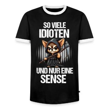 So Viele Idioten Chihuahua Chihuahuabesitzer Chis - Männer Kontrast-T-Shirt - Schwarz/Weiß - Vorne - AI Model Female 172 light (172cm) & AI Model Male 178 light (178cm)