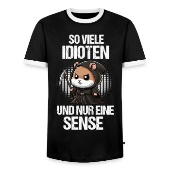 So Viele Idioten Hamster Goldhamster Zwerghamster - Männer Kontrast-T-Shirt - Schwarz/Weiß - Vorne - AI Model Female 172 light (172cm) & AI Model Male 178 light (178cm)