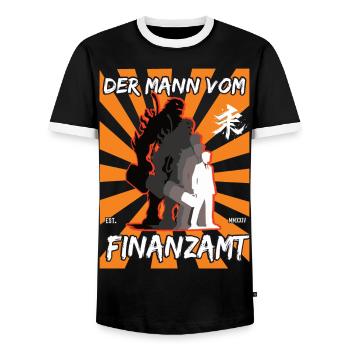 Der Mann vom Finanzamt - Finanzbeamten Design - Männer Kontrast-T-Shirt - Schwarz/Weiß - Vorne - AI Model Female 172 light (172cm) & AI Model Male 178 light (178cm)