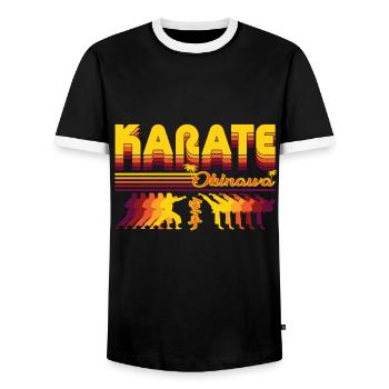 Design rétro de karaté cool - T-shirt contrasté Homme - noir/blanc - Devant - AI Model Female 172 light (172cm) & AI Model Male 178 light (178cm)