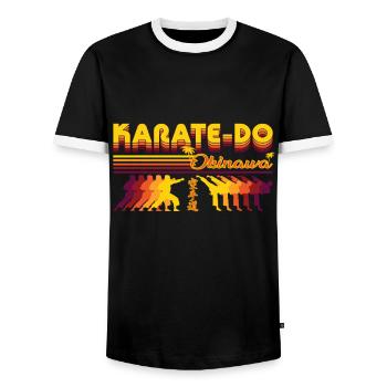 Design rétro cool de karaté-do - T-shirt contrasté Homme - noir/blanc - Devant - AI Model Female 172 light (172cm) & AI Model Male 178 light (178cm)