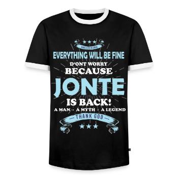 Everything will be fine Jonte Is back - Männer Kontrast-T-Shirt - Schwarz/Weiß - Vorne - AI Model Female 172 light (172cm) & AI Model Male 178 light (178cm)