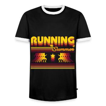 Design d’été rétro cool pour le coureur - T-shirt contrasté Homme - noir/blanc - Devant - AI Model Female 172 light (172cm) & AI Model Male 178 light (178cm)