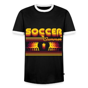 Design d’été de football rétro pour le footballeur - T-shirt contrasté Homme - noir/blanc - Devant - AI Model Female 172 light (172cm) & AI Model Male 178 light (178cm)