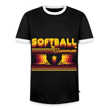 Retro Softball Sommer Design - Männer Kontrast-T-Shirt - Schwarz/Weiß - Vorne - AI Model Female 172 light (172cm) & AI Model Male 178 light (178cm)