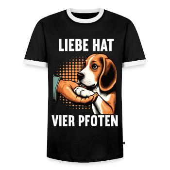 Liebe hat Vier Pfoten Beagle Beaglebesitzer Hund - Männer Kontrast-T-Shirt - Schwarz/Weiß - Vorne - AI Model Female 172 light (172cm) & AI Model Male 178 light (178cm)