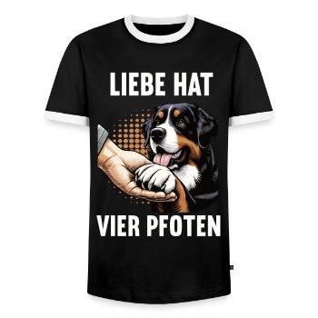 Liebe hat Vier Pfoten Berner Sennenhund Sennen - Männer Kontrast-T-Shirt - Schwarz/Weiß - Vorne - AI Model Female 172 light (172cm) & AI Model Male 178 light (178cm)