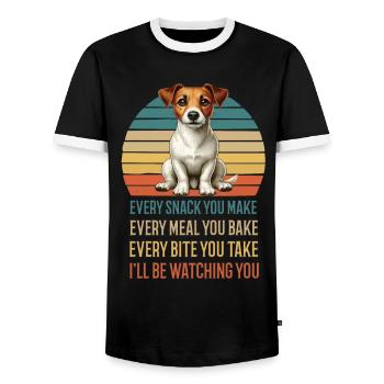 Every Snack you make Jack Russel terrier Jackie - Men's Ringer Shirt - black/white - Front - AI Model Female 172 light (172cm) & AI Model Male 178 light (178cm)
