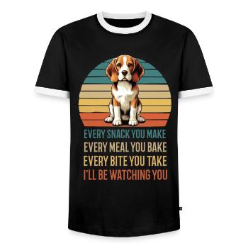 Every Snack You make Beagle Beaglebesitzer Hund - Männer Kontrast-T-Shirt - Schwarz/Weiß - Vorne - AI Model Female 172 light (172cm) & AI Model Male 178 light (178cm)