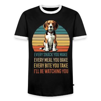 Chaque collation que vous préparez Beagle Beagle Propriétaire Chien - T-shirt contrasté Homme - noir/blanc - Devant - AI Model Female 172 light (172cm) & AI Model Male 178 light (178cm)