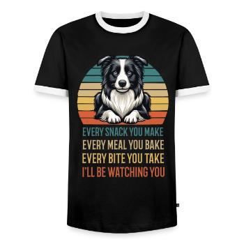 Chaque collation que vous préparez Border Collie - T-shirt contrasté Homme - noir/blanc - Devant - AI Model Female 172 light (172cm) & AI Model Male 178 light (178cm)