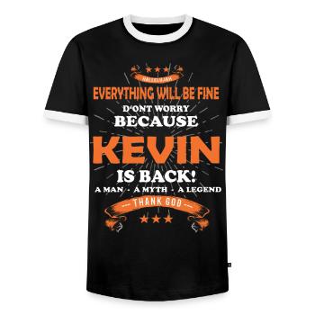 Everything will be fine Kevin Is back - Men's Ringer Shirt - black/white - Front - AI Model Female 172 light (172cm) & AI Model Male 178 light (178cm)