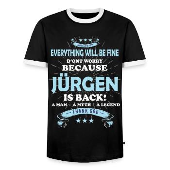 Everything will be fine Jürgen Is back - Men's Ringer Shirt - black/white - Front - AI Model Female 172 light (172cm) & AI Model Male 178 light (178cm)