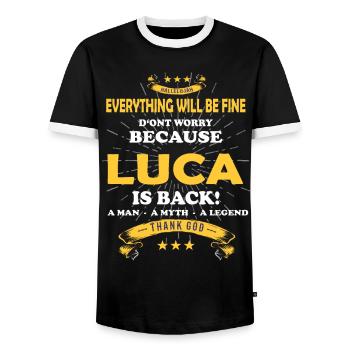 Everything will be fine Luca Is back - Men's Ringer Shirt - black/white - Front - AI Model Female 172 light (172cm) & AI Model Male 178 light (178cm)