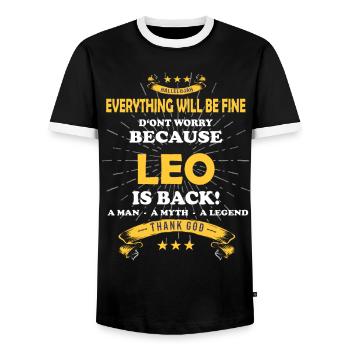 Everything will be fine Leo Is back - Männer Kontrast-T-Shirt - Schwarz/Weiß - Vorne - AI Model Female 172 light (172cm) & AI Model Male 178 light (178cm)