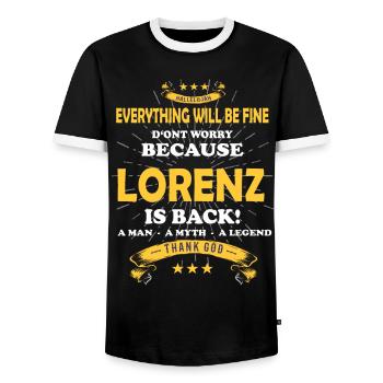 Everything will be fine Lorenz Is back - Men's Ringer Shirt - black/white - Front - AI Model Female 172 light (172cm) & AI Model Male 178 light (178cm)