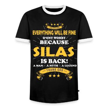 Everything will be fine Silas Is back - Men's Ringer Shirt - black/white - Front - AI Model Female 172 light (172cm) & AI Model Male 178 light (178cm)