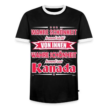 Wahre Schönheit kommt aus Kanada Design - Männer Kontrast-T-Shirt - Schwarz/Weiß - Vorne - AI Model Female 172 light (172cm) & AI Model Male 178 light (178cm)