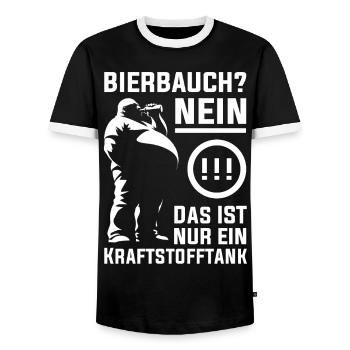 Lustiges Bierbauch Design - Kraftstofftank Spruch - Männer Kontrast-T-Shirt - Schwarz/Weiß - Vorne - AI Model Female 172 light (172cm) & AI Model Male 178 light (178cm)