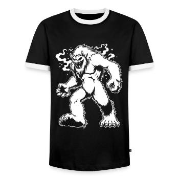 Gruseliger Yeti: Mysteriöses Comic-Monster Design - Männer Kontrast-T-Shirt - Schwarz/Weiß - Vorne - AI Model Female 172 light (172cm) & AI Model Male 178 light (178cm)
