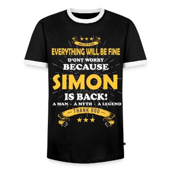 Everything will be fine Simon Is back - Männer Kontrast-T-Shirt - Schwarz/Weiß - Vorne - AI Model Female 172 light (172cm) & AI Model Male 178 light (178cm)